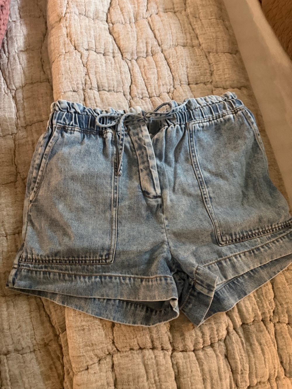 Rails Light Blue Denim Drawstring Women's Shorts
